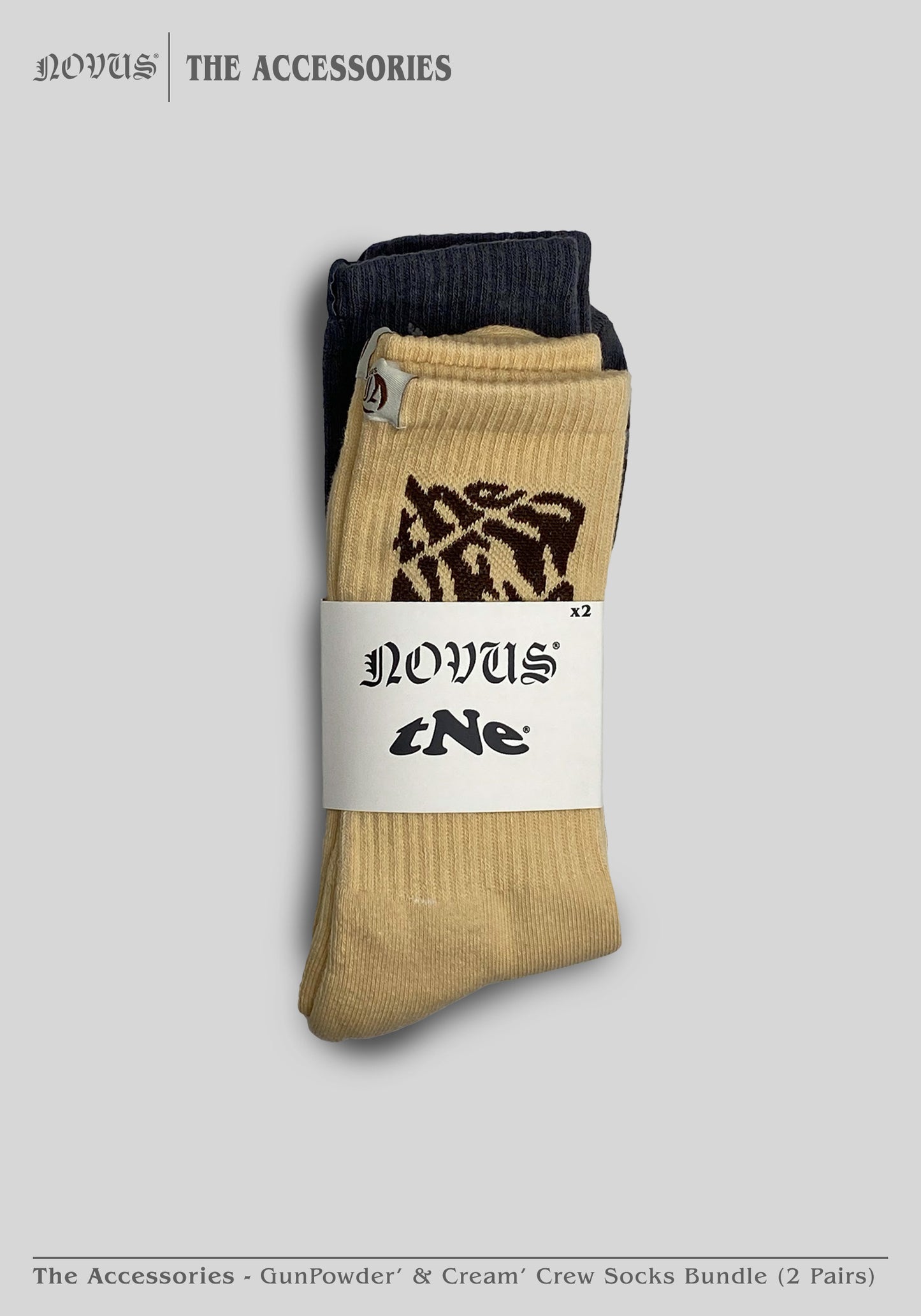 GunPowder' & Cream' Crew Socks Bundle (2 Pairs)